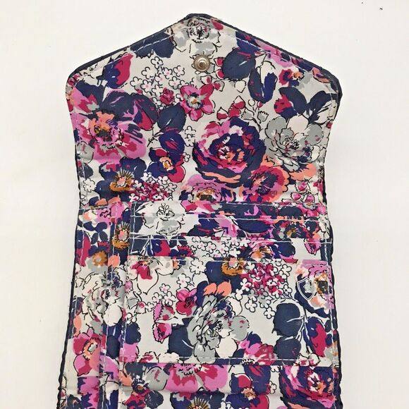 Vera Bradley Wallet Trifold CC ID Cash Quilted Navy Blue Floral Lined 5.5 x 4.5 - Picture 6 of 15